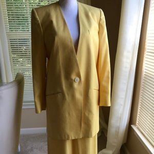 VINTAGE 80s J. GALLERY  BRIGHT YELLOW SUIT